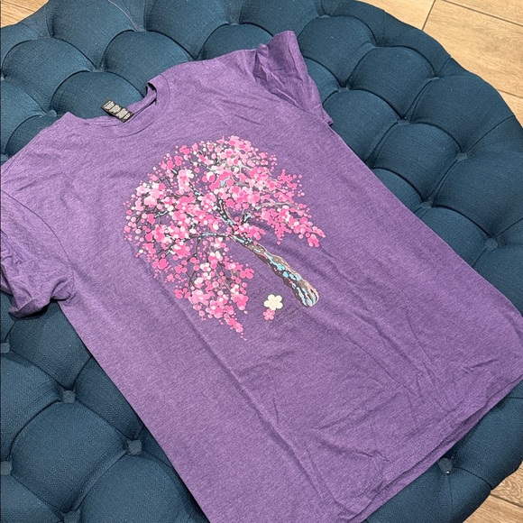 District Tops - District Purple Tee with Pink Tree Design (BD)